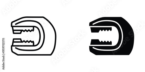 Contrasting graphic depictions of a crocodile's jaws in open and closed positions