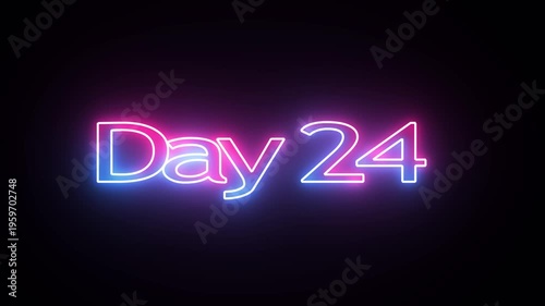 Day To Go 24 glowing neon Animation Videos. Neon “3 Days Left” Countdown.