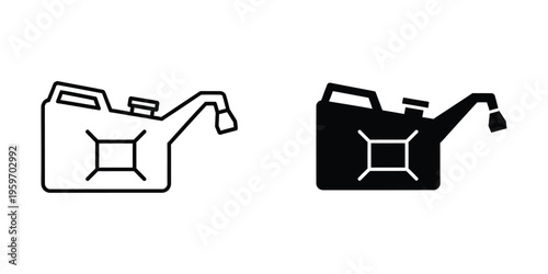 Comparison of a standard and a filled jerry can with spout
