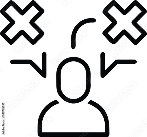 A person overwhelmed by conflicting choices or multiple directions of influence