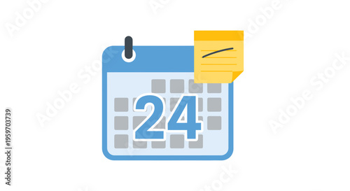 A calendar icon displays the 24th day on a digital calendar interface