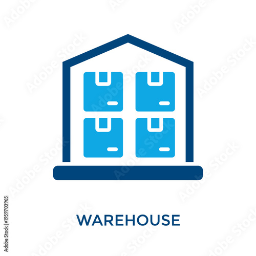 Warehouse Icon Dual Tone Style. Vector Illustration For Graphic Design