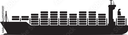Container cargo ship, freight vessel loaded with containers, maritime logistics, sea freight transport concept