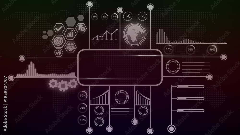 Futuristic Digital Interface with Global Data Visualization and ...