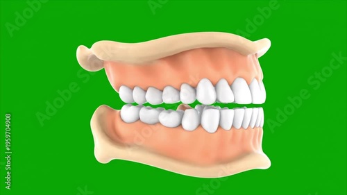 Teeth Alignment Animation on Green Screen, Dental Concept 4K