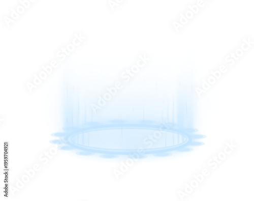 Glowing blue neon portal with vertical energy beam. Circular rings create dynamic teleportation effect. Transparent PNG perfect for cyberpunk and tech visuals.