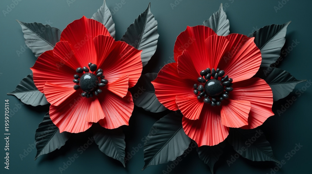 Obraz premium red flower on black