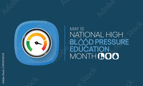 High Blood pressure (HBP) education month is observed every year in May. it is also called hypertension. vector illustration