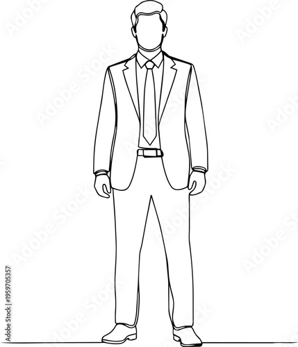 Man daily activities  vector line art illustration 