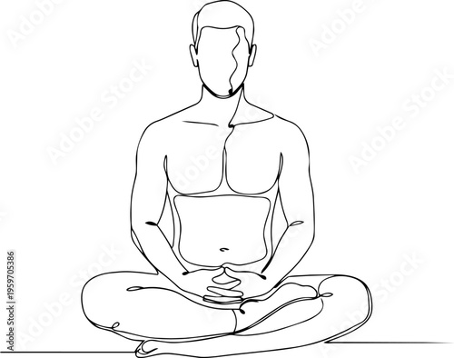 Man daily activities  vector line art illustration 