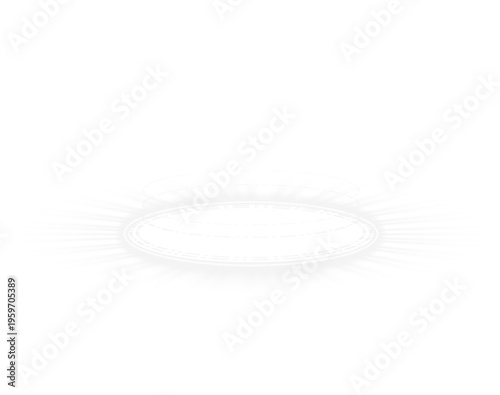 Glowing white spiral forms high-tech teleportation portal. Radial beams swirl dynamically creating sci-fi energy effect. Ideal PNG overlay for cyber and digital visuals.