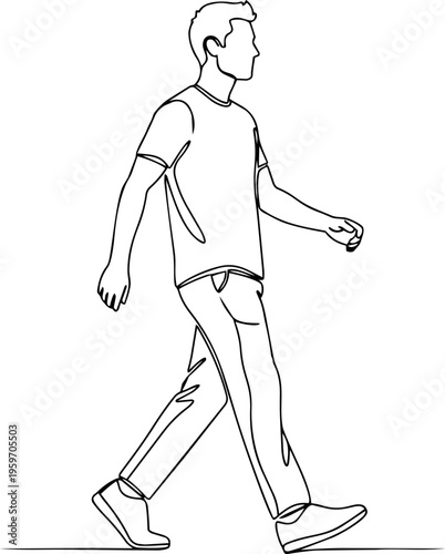 Man daily activities  vector line art illustration 