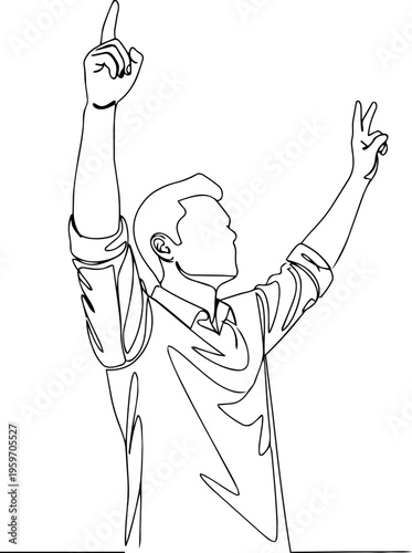 Man daily activities  vector line art illustration 