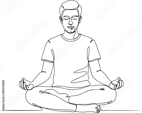 Man daily activities  vector line art illustration 