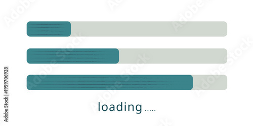 Loading bar symbolizing slow internet speed and annoying delays, isolated on white background. vector progress animation, hand drawn