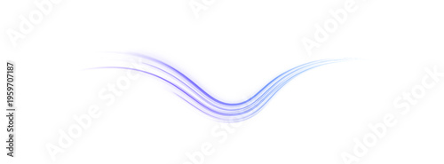 Abstract violet neon wave with glowing motion trail. Smooth flowing curves illustrate futuristic speed effect. Ideal PNG for digital, sci-fi, or cyberpunk backgrounds.