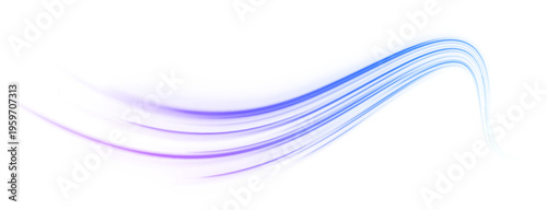 Purple neon flowing wave with glowing motion trails. Smooth abstract lines create energy and high-speed effect. Ideal PNG for cyberpunk, futuristic, or tech backgrounds.