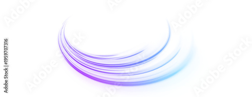 Abstract neon swirl in pink and violet creates flowing motion effect. Smooth glowing curves illustrate futuristic energy and speed. Perfect isolated PNG for sci-fi and digital visuals.