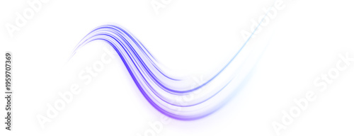 Violet neon flowing waves with smooth motion trails. Abstract glowing lines convey futuristic speed and energy. Ideal PNG for digital, tech, or sci-fi backgrounds.