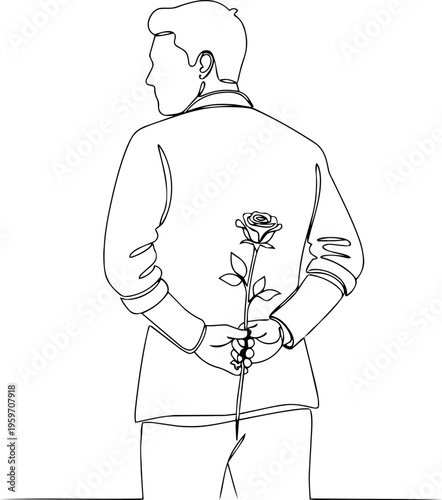 Man daily activities  vector line art illustration 