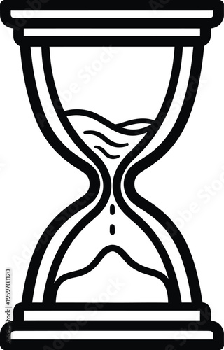 Classic hourglass with sand flowing between the two chambers isolated on transparent background

