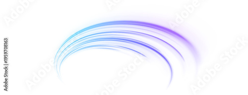 Fast neon blue streaks flow along night highway. Bright glowing curves illustrate motion, speed, and acceleration. Perfect for overlays, cyberpunk, or urban designs.