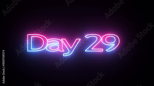 Day To 29 Go glowing neon Animation Videos. Neon “3 Days Left” Countdown.