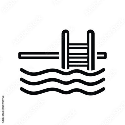 Pool Ladder Diving Board Water Sport Icon Commercial