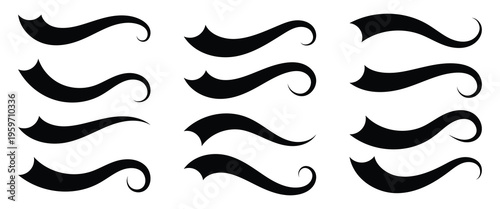 Swoosh and swash tails collection. Swooshes text tail for baseball design. Sports swash underline shapes set in retro style. eps10.