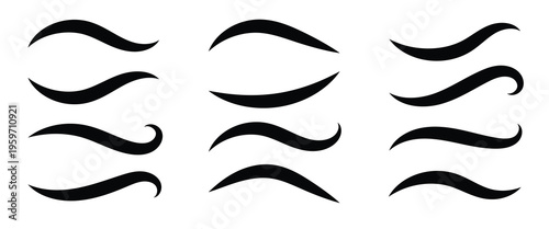 Typographic swash and swooshes tails. Retro swishes and swashes for athletic typography, logos, baseball font eps 10. Isolated on white background.
