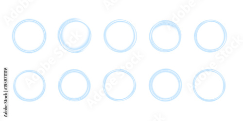 Neon blue circular frame with bright glow and smooth gradient halo. Elegant abstract design adds cyberpunk style. Perfect for posters, UI, and visual effects.