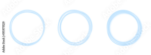 Blue glowing circle with soft blur edges and luminous gradient effect. Clean minimal ring enhances modern visuals. Ideal PNG element for overlays and highlights.