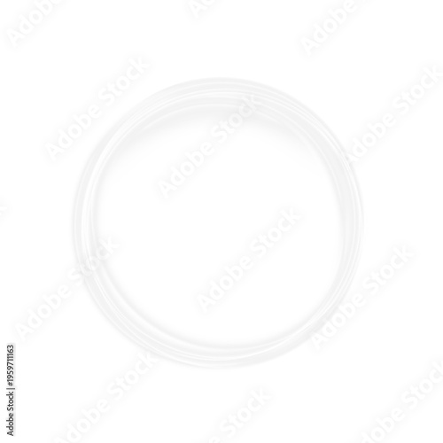Abstract white flare semicircle with glowing light and spark effects. Smooth curved shape creates elegant composition. Perfect isolated vector for modern overlays and effects.