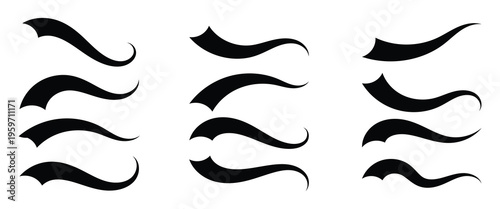 Swoop and swish black vector line on white background.  Swoop and swish with swirl tail. vector illustration. eps10.
