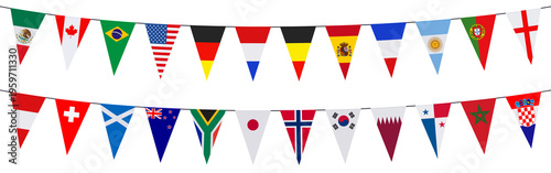 Garland with pennants in the colors of the participating teams
