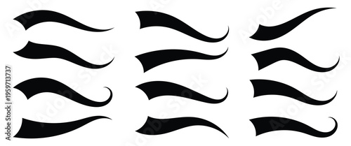 Set of hand lettering underlines lines vector underline stroke design concept element collection. Isolated on black and white background. eps10.
