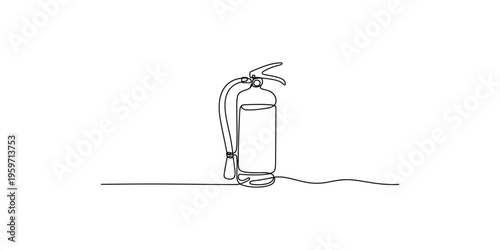 Continuous line drawing of a fire extinguisher on white background one single illustration safety
