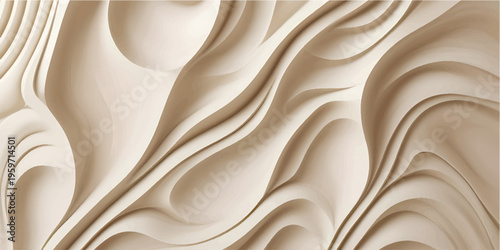 Abstract wooden wave pattern with carved texture and natural wood grain