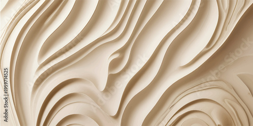 Abstract wooden wave pattern with carved texture and natural wood grain