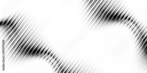 Abstract texture with black and white circles. Matrix background. Dots moving in cyberspace. Halftone illustration. Technological background with data algorithm.