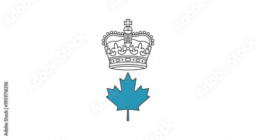 A vector graphic illustration of a crown and maple leaf symbolizing Canada's royal heritage and national pride