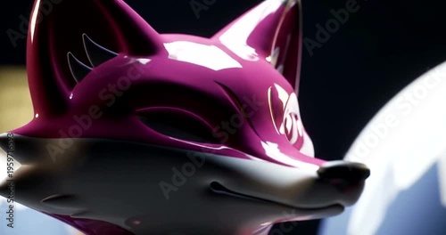 3D Rendered Fox Mask Closeup Animation.