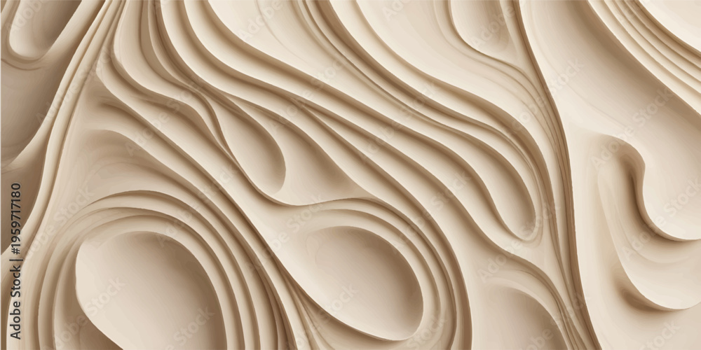 Fototapeta premium Abstract background texture featuring intricate carved wooden waves creating dynamic shadows and a sophisticated natural surface pattern