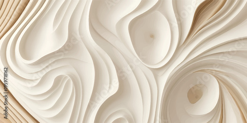 Soft creamy white wood texture background with silky fabric waves and smooth dessert-like pattern creating a light elegant and luxurious design