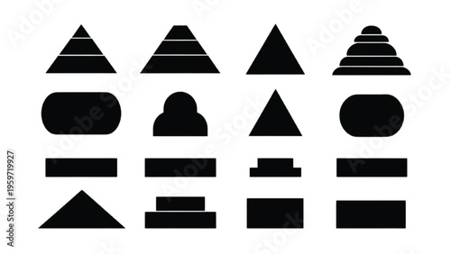 Set of marketing hierarchy silhouettes with content priority blocks and visual weight elements