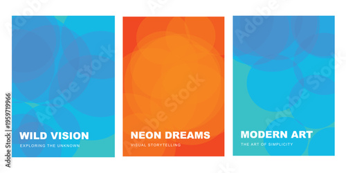 Vibrant posters collection featuring wild vision neon dreams and modern art