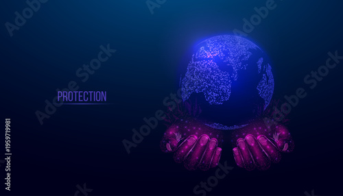 Earth Day, Protection environmental concept.  Futuristic modern abstract background. Vector illustration.