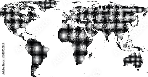 The world map illustration depicts continents in black and white.