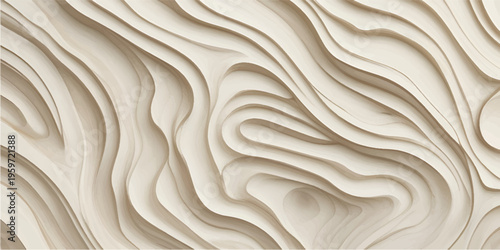 Close-up shows carved gypsum with a wave, river or dunes pattern design. Use it as abstract background, 3D texture or creative wall design.