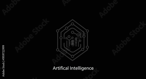 Minimalist artificial intelligence brain illustration with circuit lines forming a modern AI symbol. Concept of technology, machine learning, neural networks, and digital innovation on a clean backgro